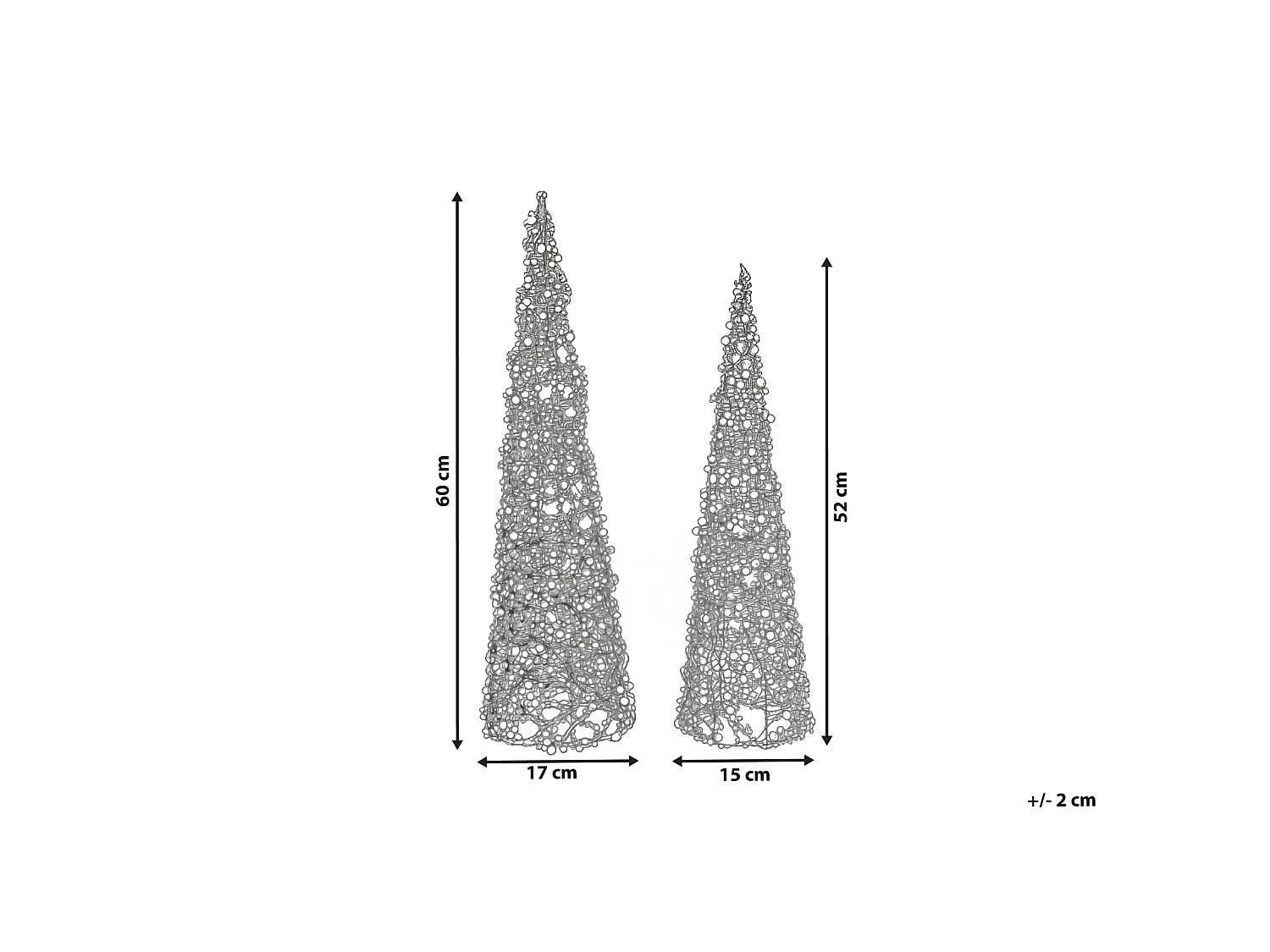 Lot de 2 figurines ROSAN Arbre de Noël 52/60 cm Rouge