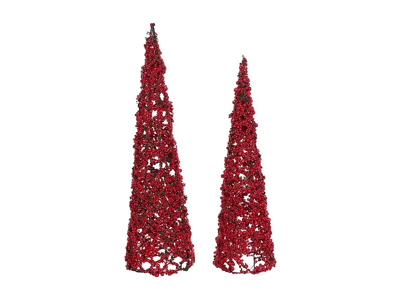 Lot de 2 figurines ROSAN Arbre de Noël 52/60 cm Rouge