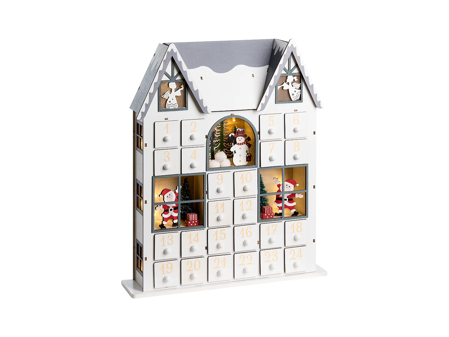 Décoration de Noël LED FEMUND Calendrier de l'Avent 40 cm Blanc
