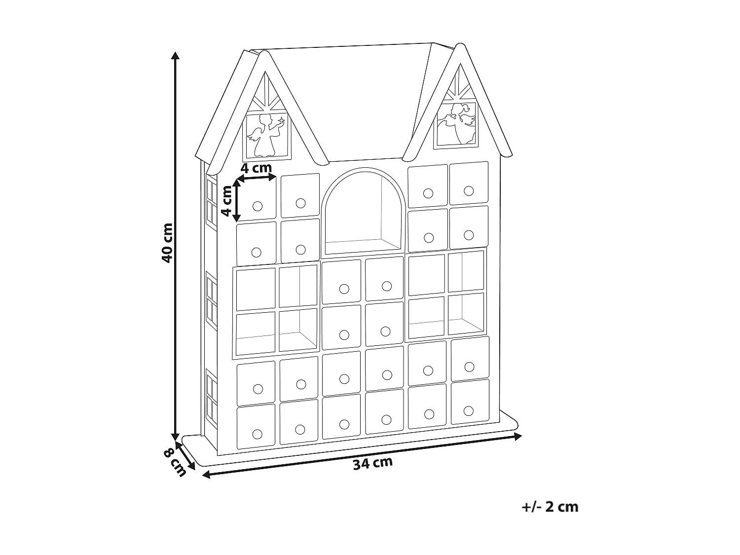 Décoration de Noël LED FEMUND Calendrier de l'Avent 40 cm Blanc