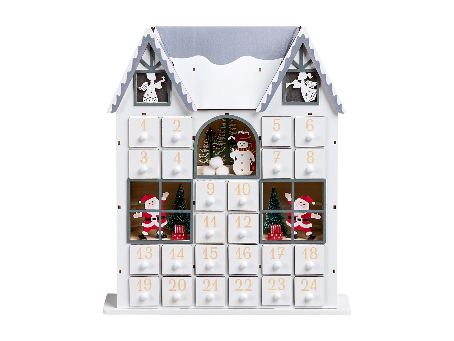 Décoration de Noël LED FEMUND Calendrier de l'Avent 40 cm Blanc