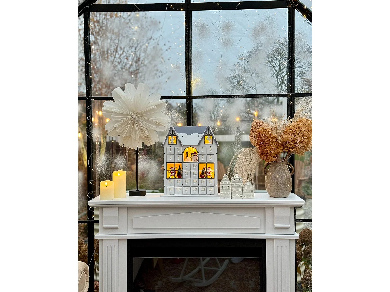 Christmas Decoration LED FEMUND Advent Calendar 40 cm White