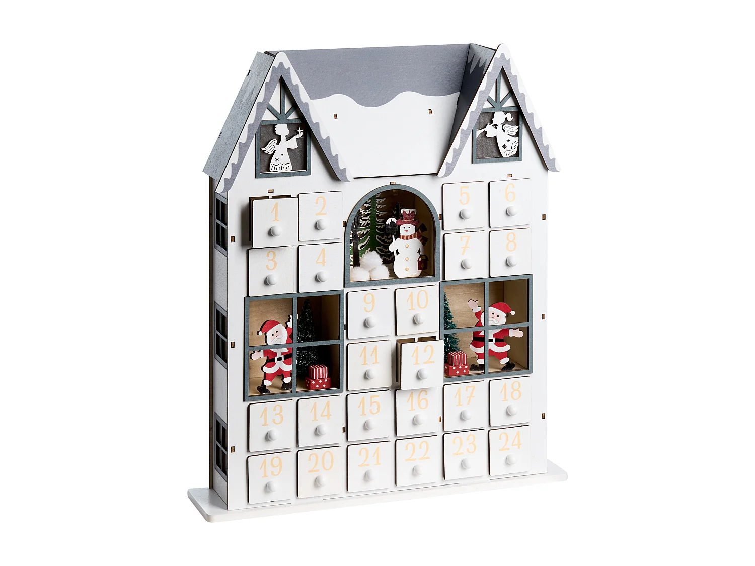 Décoration de Noël LED FEMUND Calendrier de l\'Avent 40 cm Blanc