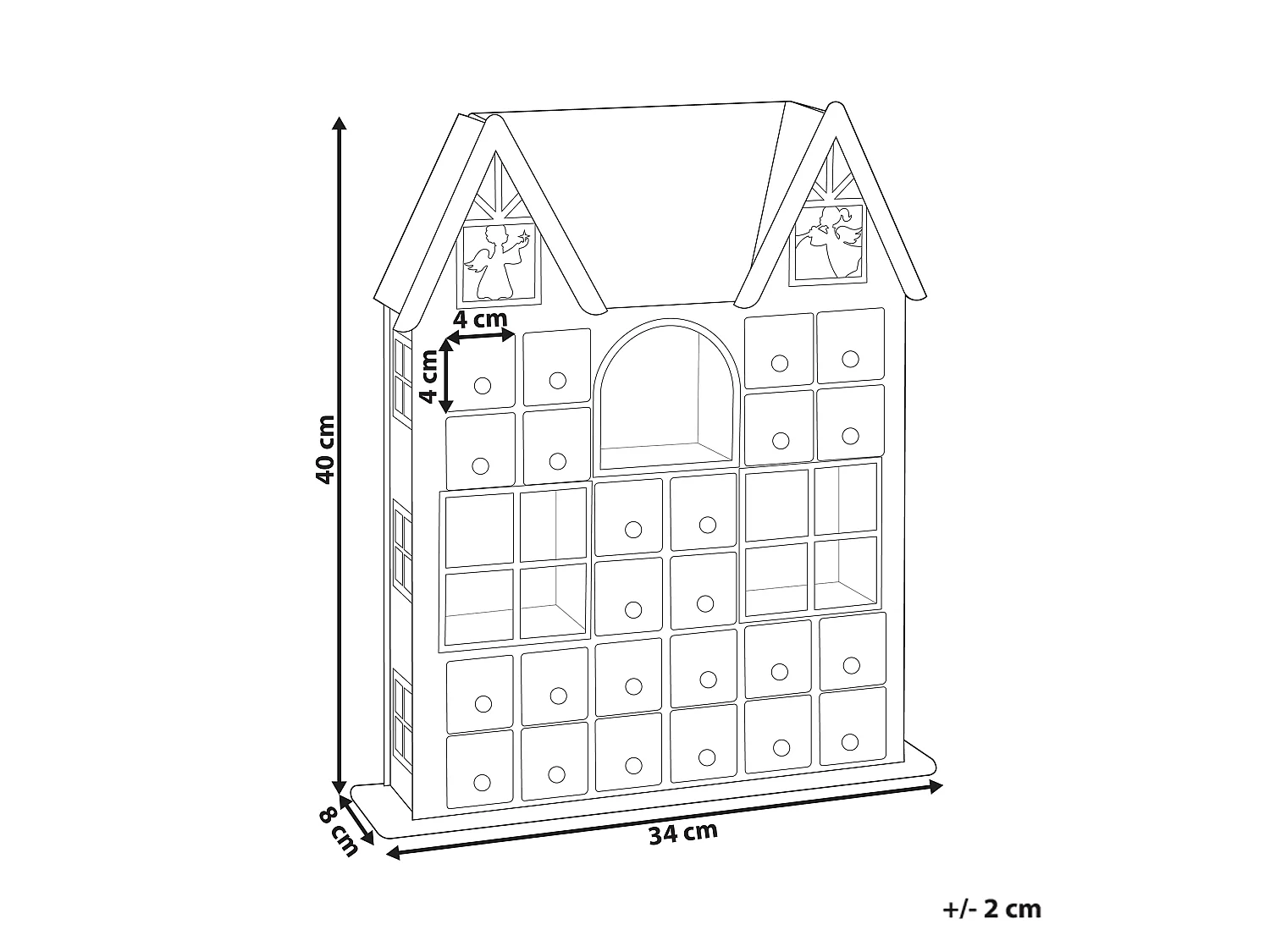Christmas Decoration LED FEMUND Advent Calendar 40 cm White
