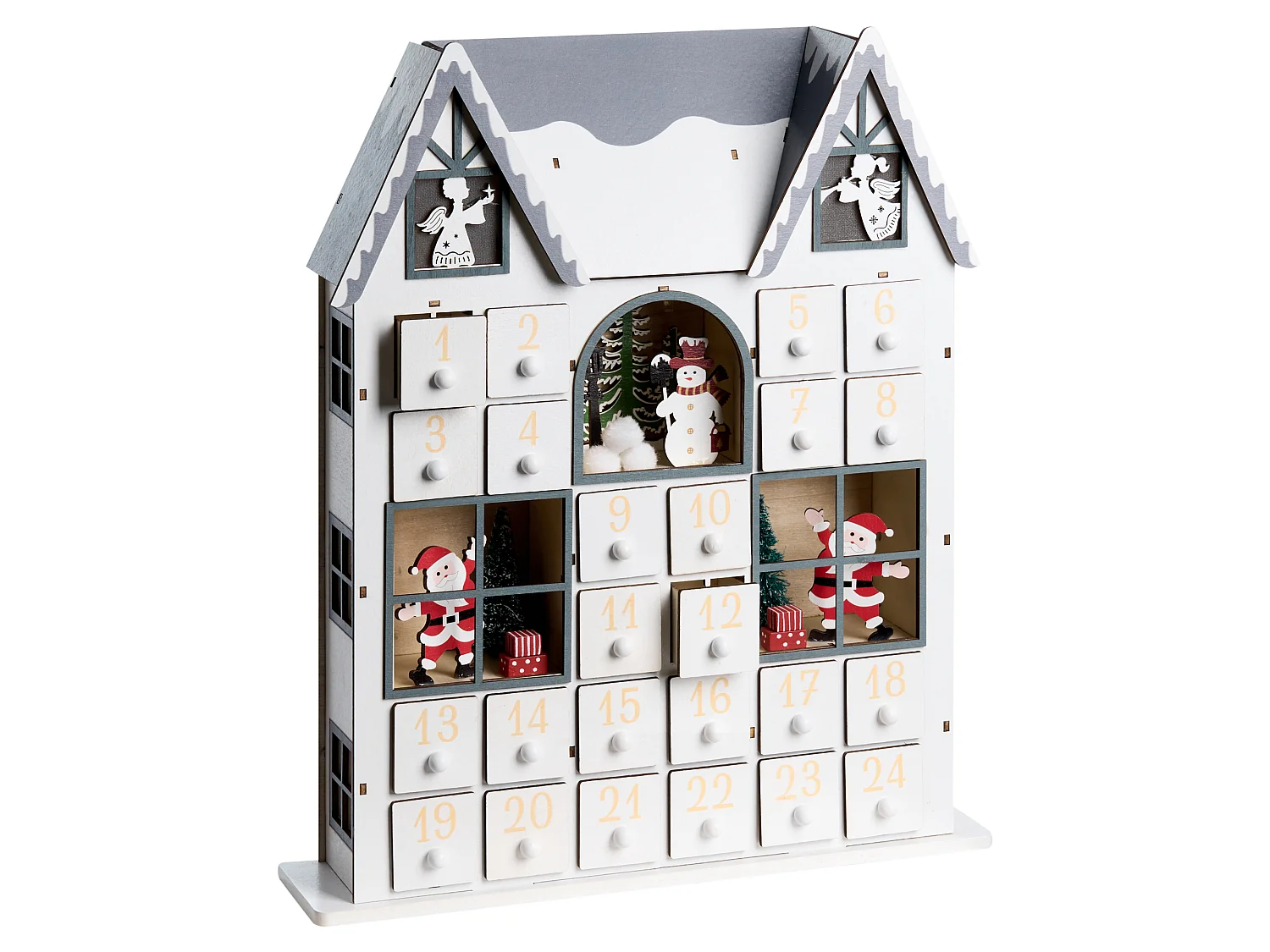 Christmas Decoration LED FEMUND Advent Calendar 40 cm White