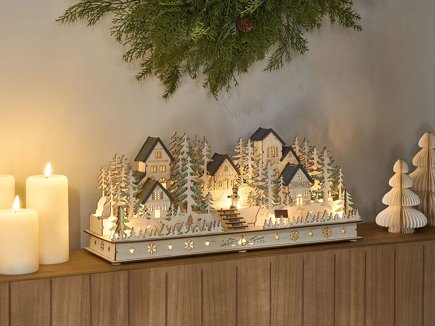 Décoration de Noël LED VANSJO 22 cm Marron clair