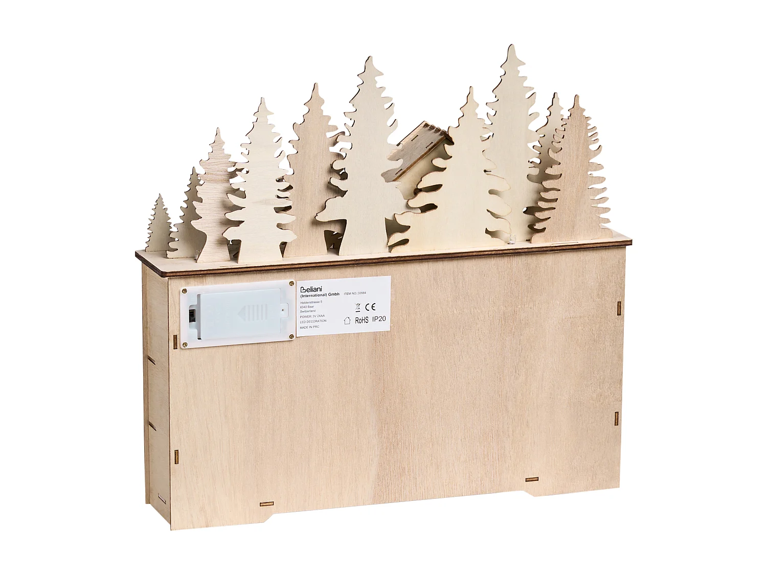 Décoration de Noël LED HELIN Calendrier de l'Avent 33 cm Marron clair