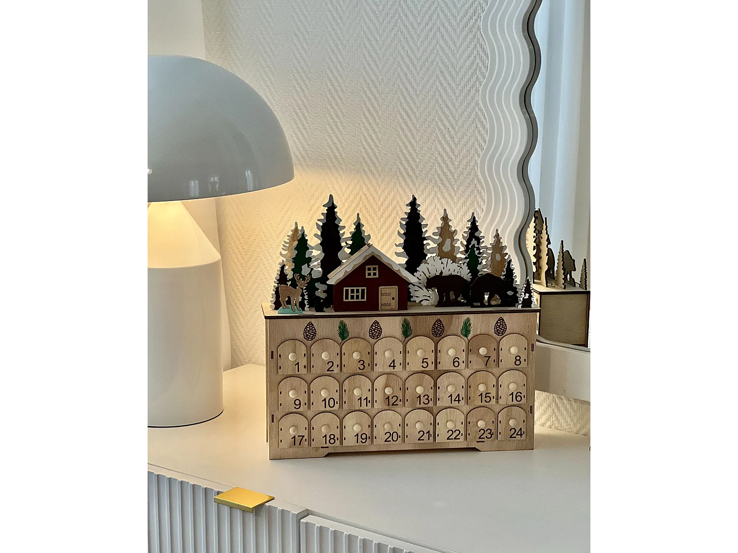 Christmas Decoration LED HELIN Advent Calendar 33 cm Light Brown