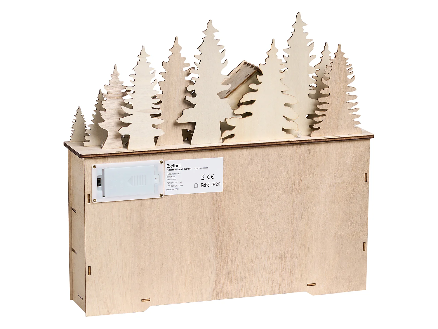 Décoration de Noël LED HELIN 33 cm Calendrier de l'Avent Marron clair