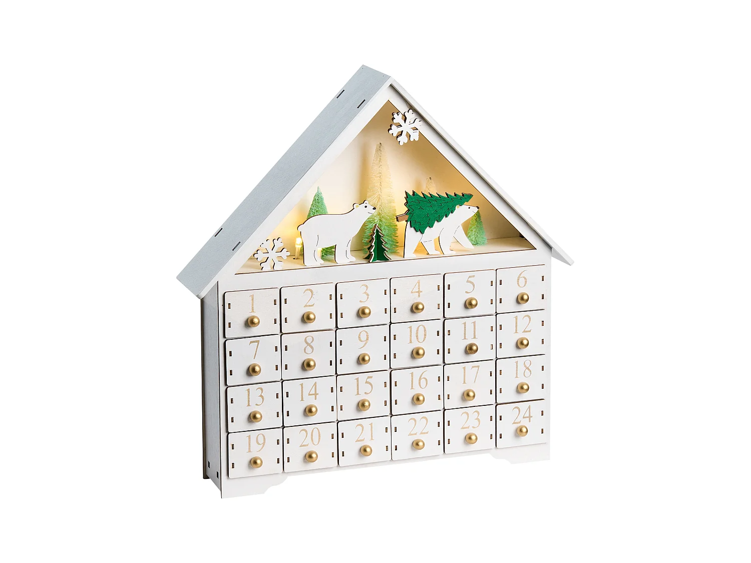 Décoration de Noël LED MJOSA Calendrier de l'Avent 33 cm Blanc