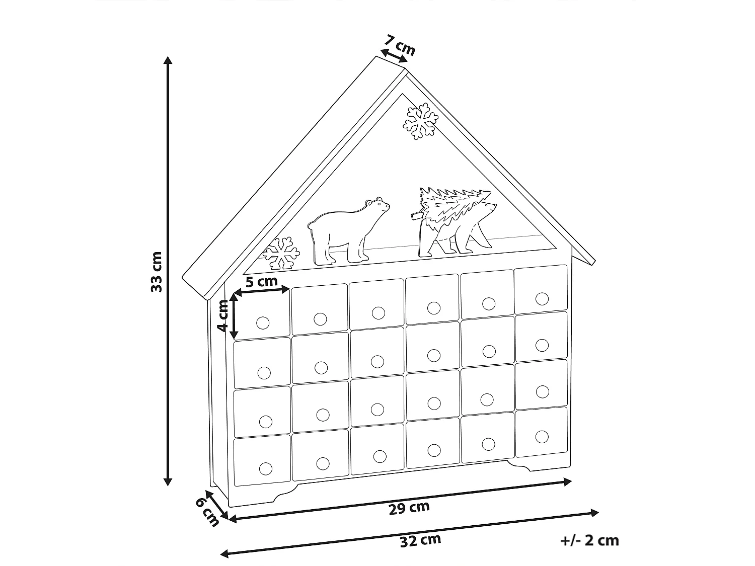 Décoration de Noël LED MJOSA Calendrier de l'Avent 33 cm Blanc