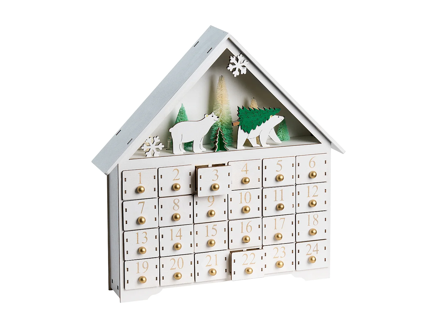 Décoration de Noël LED MJOSA Calendrier de l'Avent 33 cm Blanc