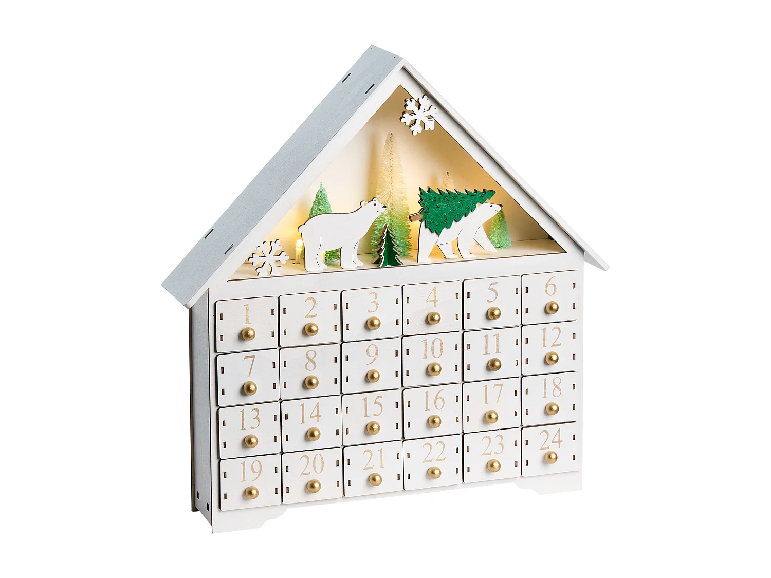 Décoration de Noël LED MJOSA Calendrier de l'Avent 33 cm Blanc
