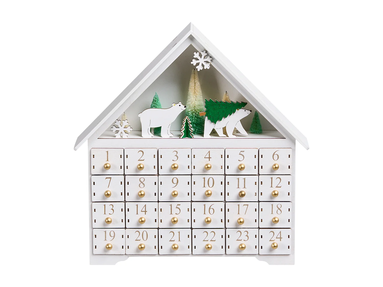Décoration de Noël LED MJOSA Calendrier de l'Avent 33 cm Blanc