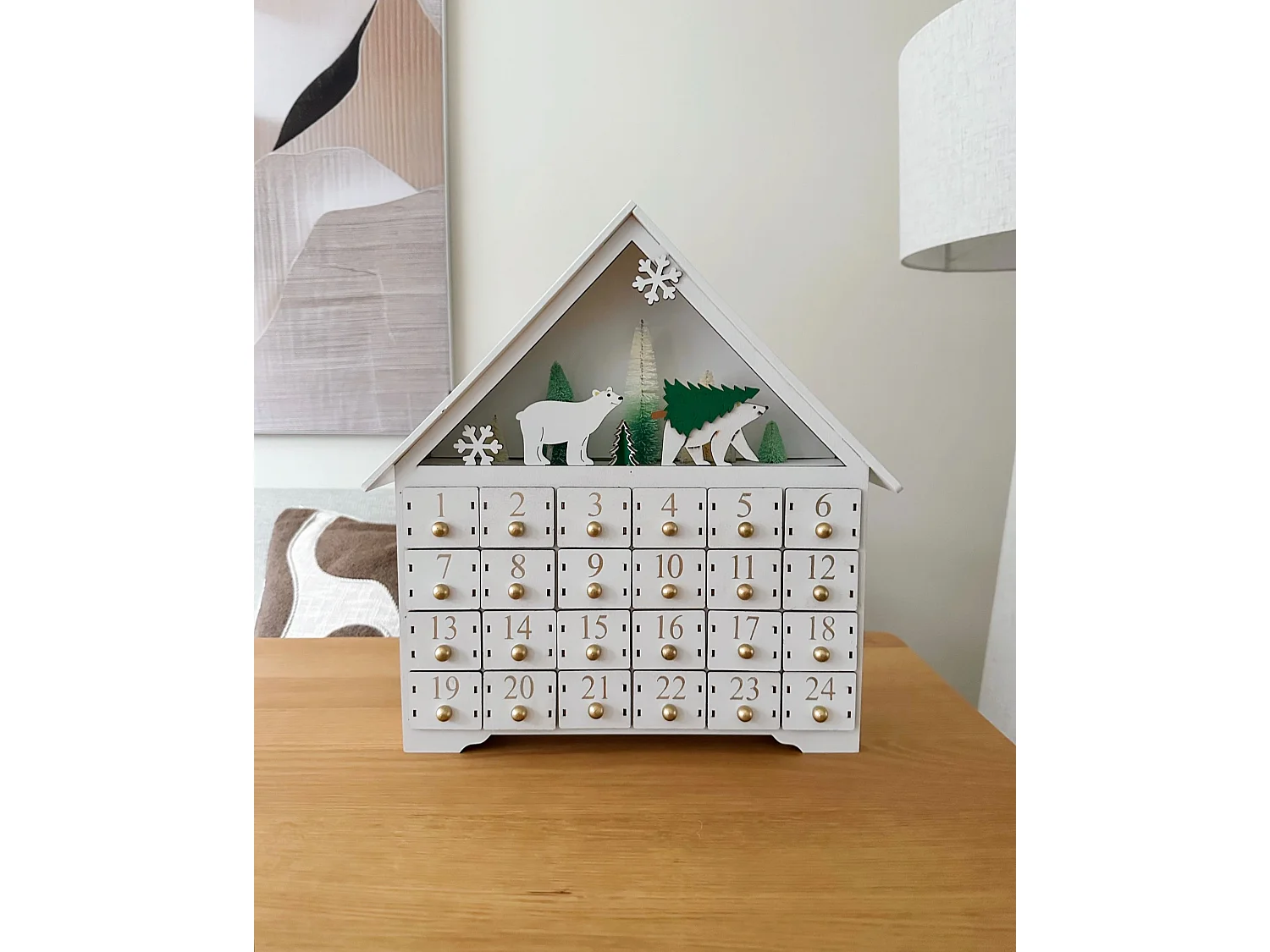Christmas Decoration LED MJOSA Advent Calendar 33 cm White