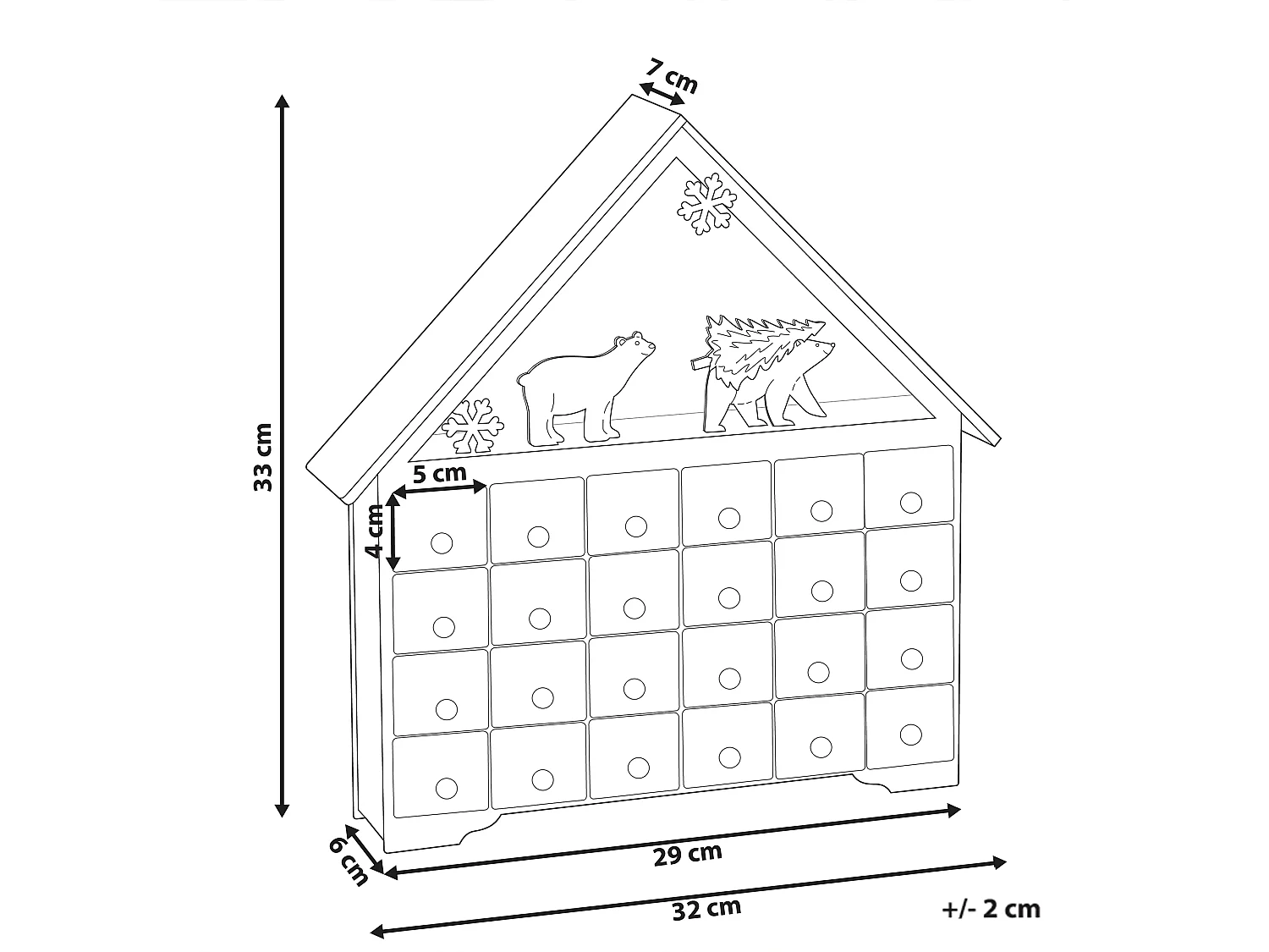 Décoration de Noël LED MJOSA Calendrier de l\'Avent 33 cm Blanc