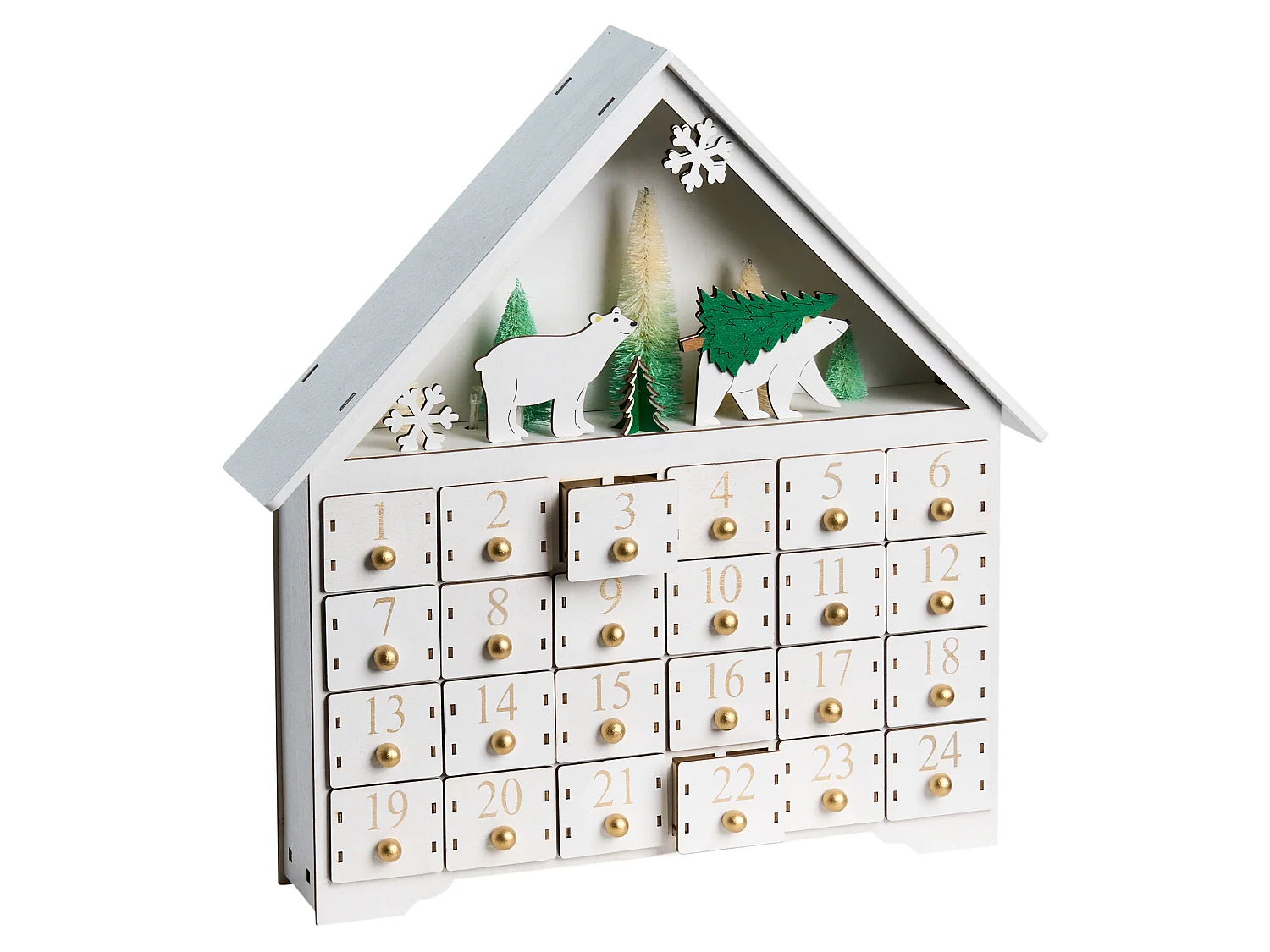 Christmas Decoration LED MJOSA Advent Calendar 33 cm White