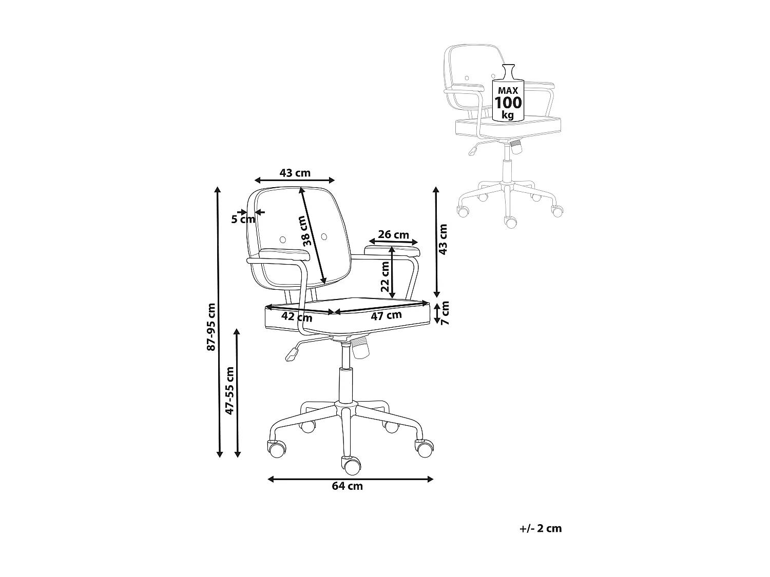 Chaise de bureau PAWNEE Bouclé Blanc cassé