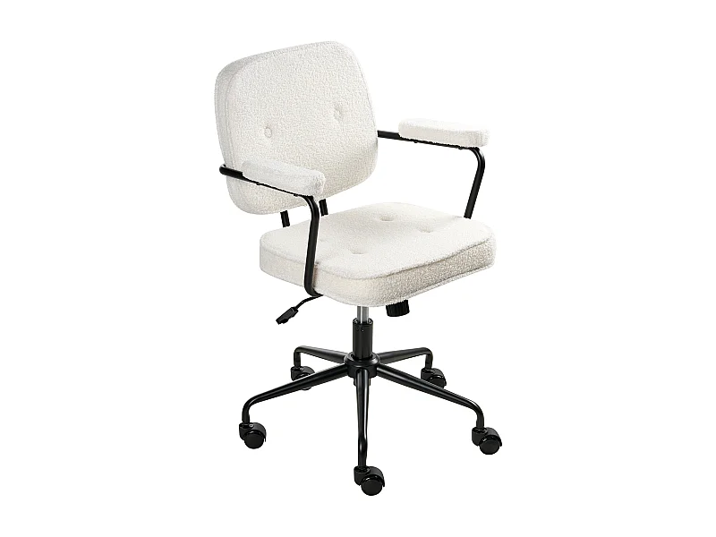 Chaise de bureau PAWNEE Bouclé Blanc cassé