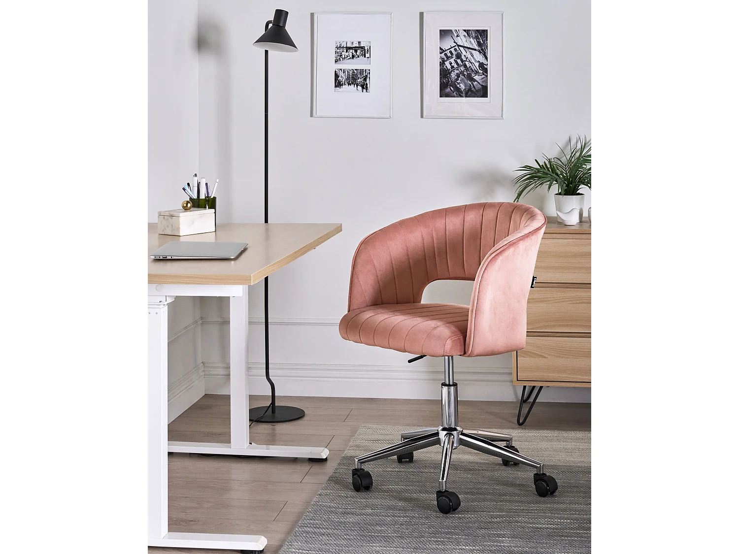 Chaise de bureau KATONAH Velours Rose