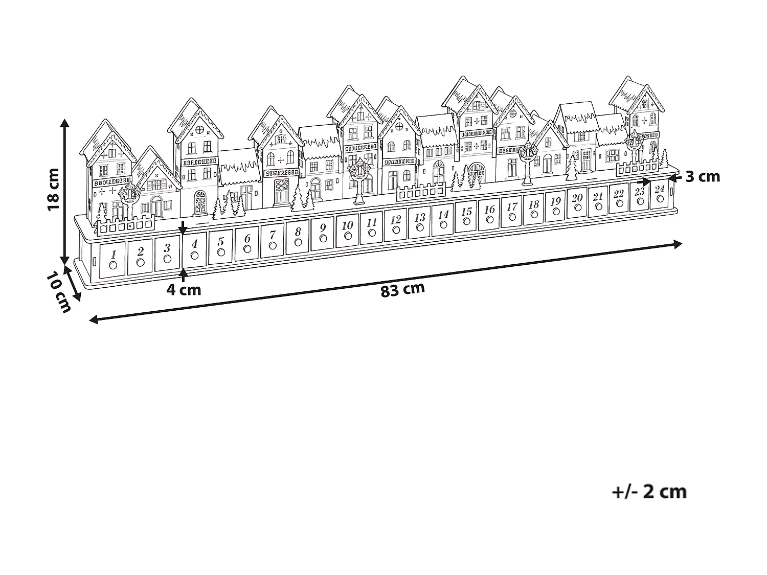 Décoration de Noël LED ASPERN Calendrier de l'Avent 18 cm Rouge