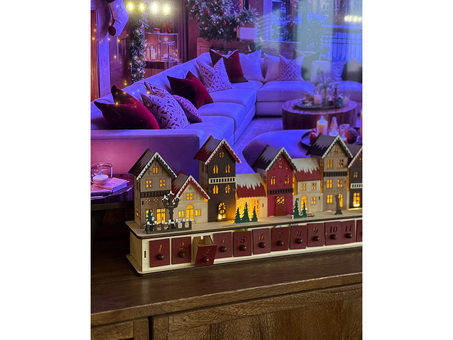 Décoration de Noël LED ASPERN 18 cm Calendrier de l'Avent Rouge
