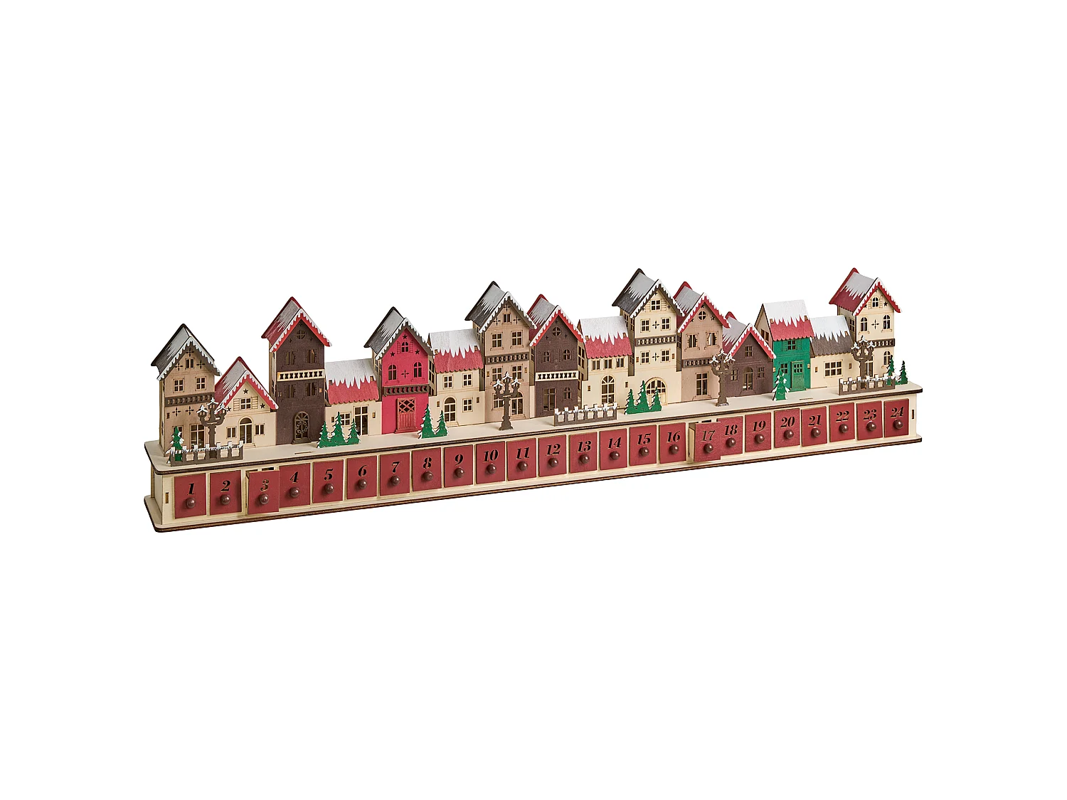 Décoration de Noël LED ASPERN 18 cm Calendrier de l'Avent Rouge