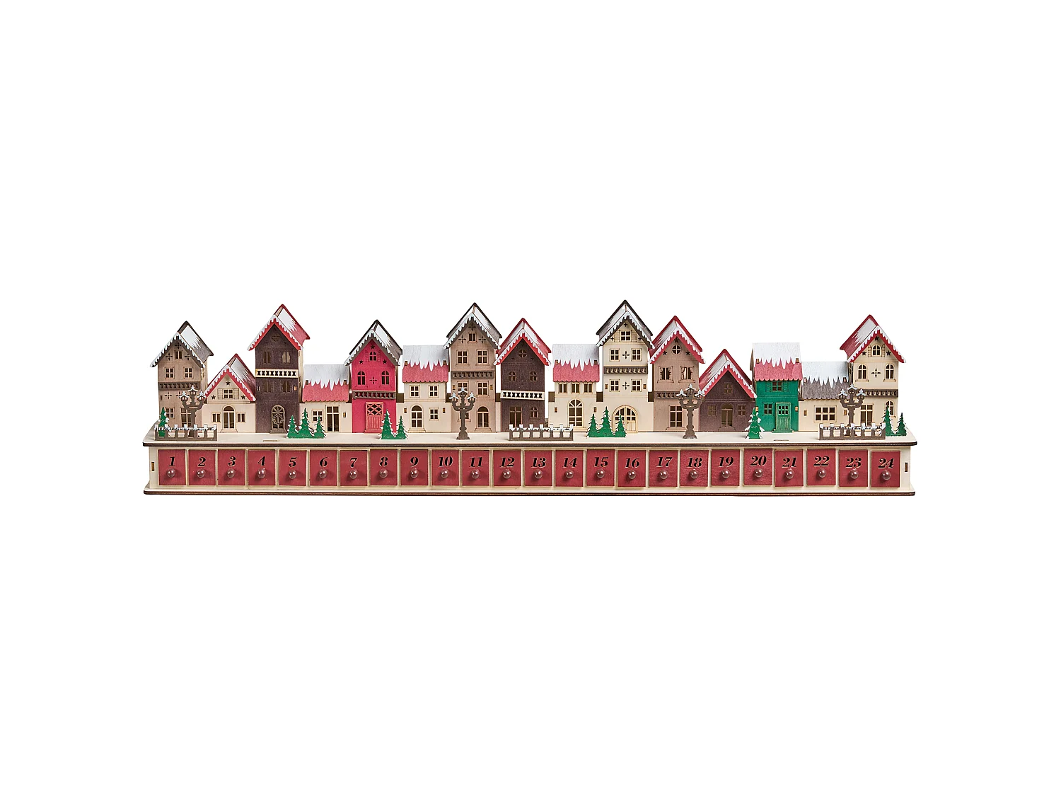 Décoration de Noël LED ASPERN 18 cm Calendrier de l'Avent Rouge