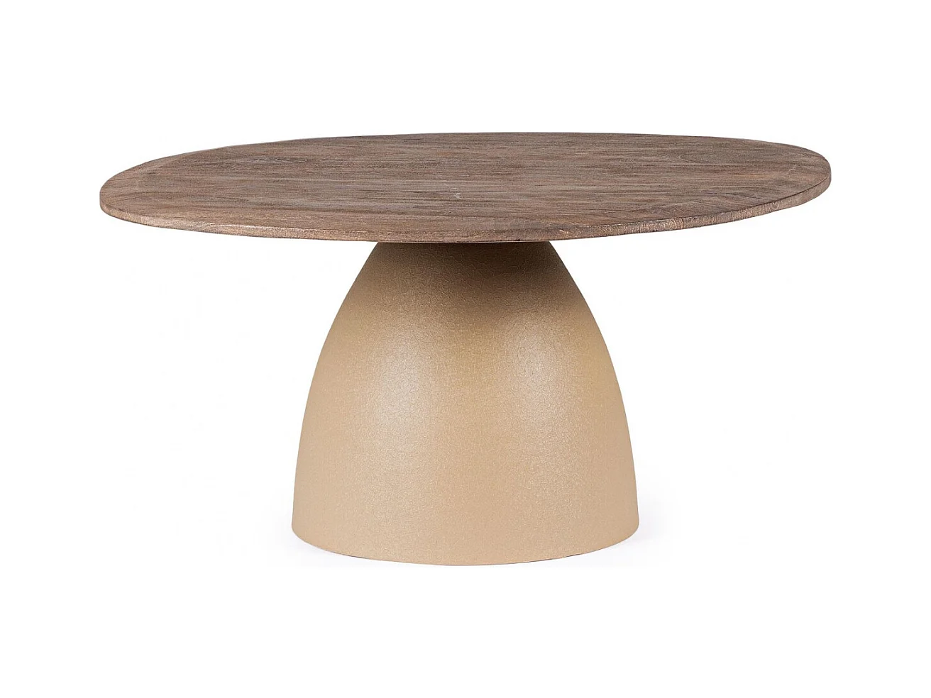 Table basse organique en manguier et métal crème L86 - SHIVA