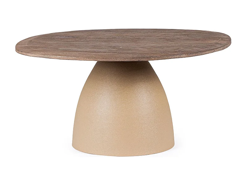 Table basse organique en manguier et métal crème L86 - SHIVA