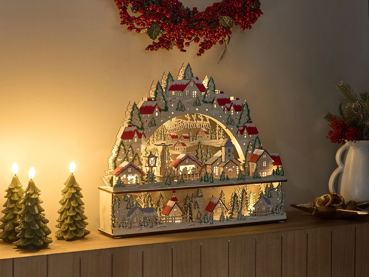 Décoration de Noël LED BOLKESJO 39 cm Marron clair