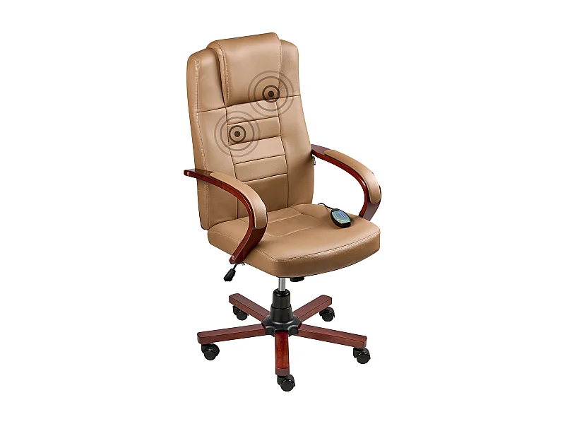 Fauteuil massant DIAMOND avec fonction chauffante Cuir Marron clair