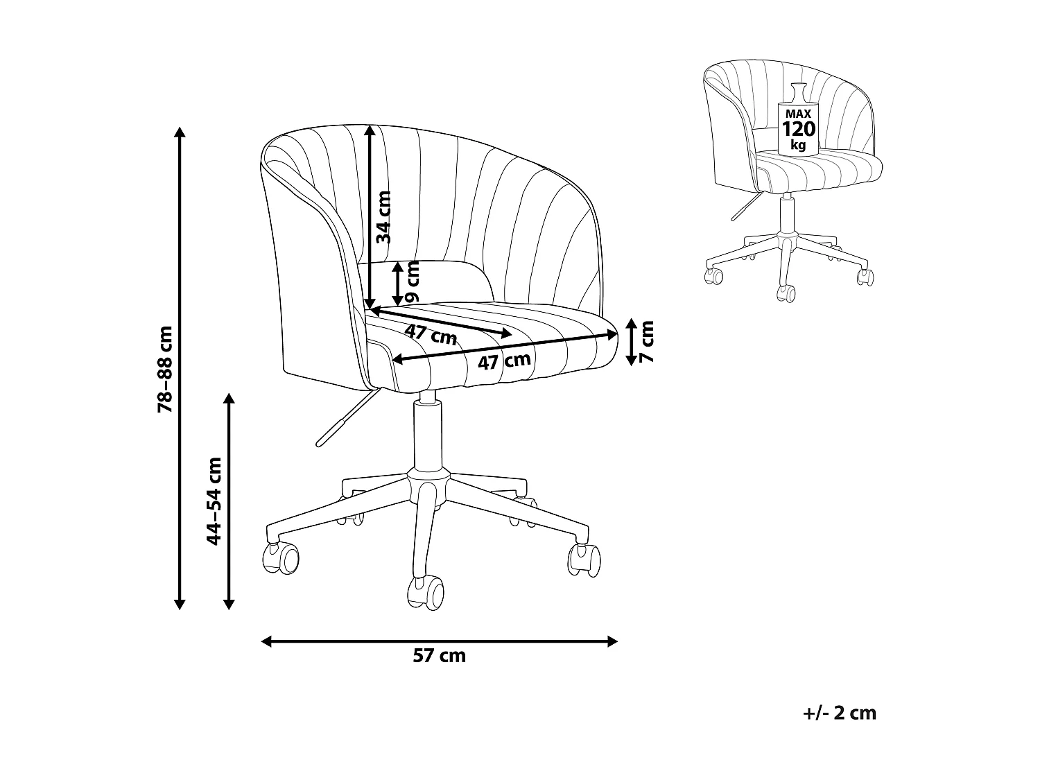 Chaise de bureau KATONAH Bouclé Blanc cassé