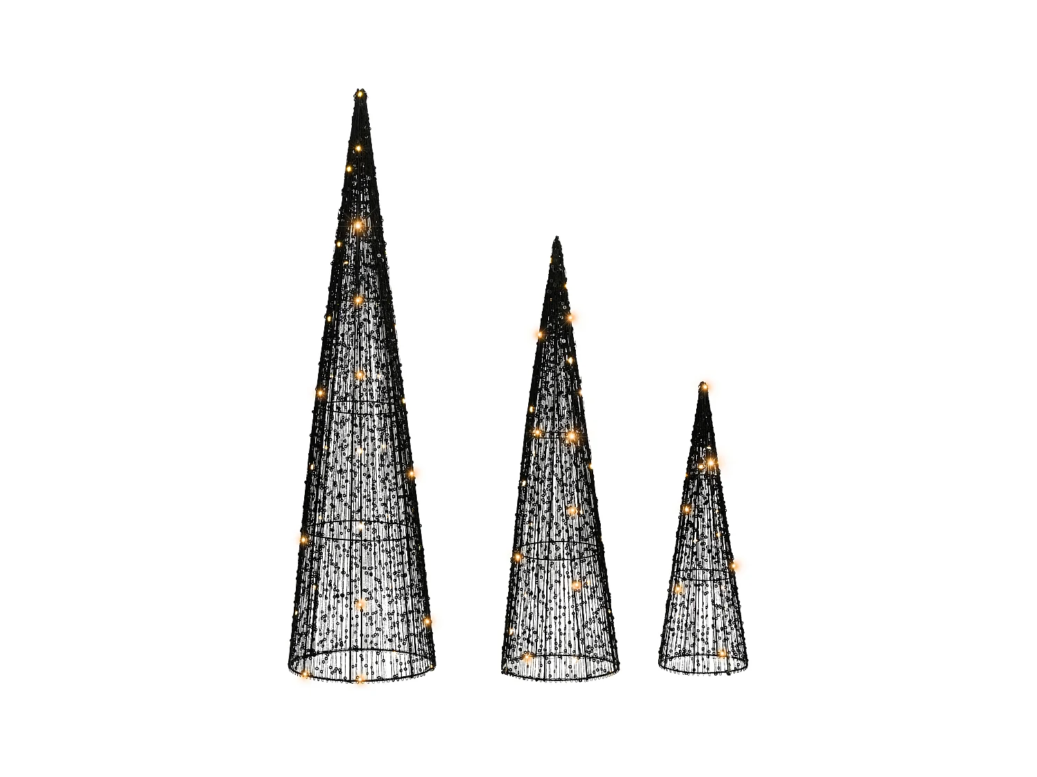 Lot de 3 décorations de Noël LED VEJLESO Arbre de Noël 40/60/80 cm Noir