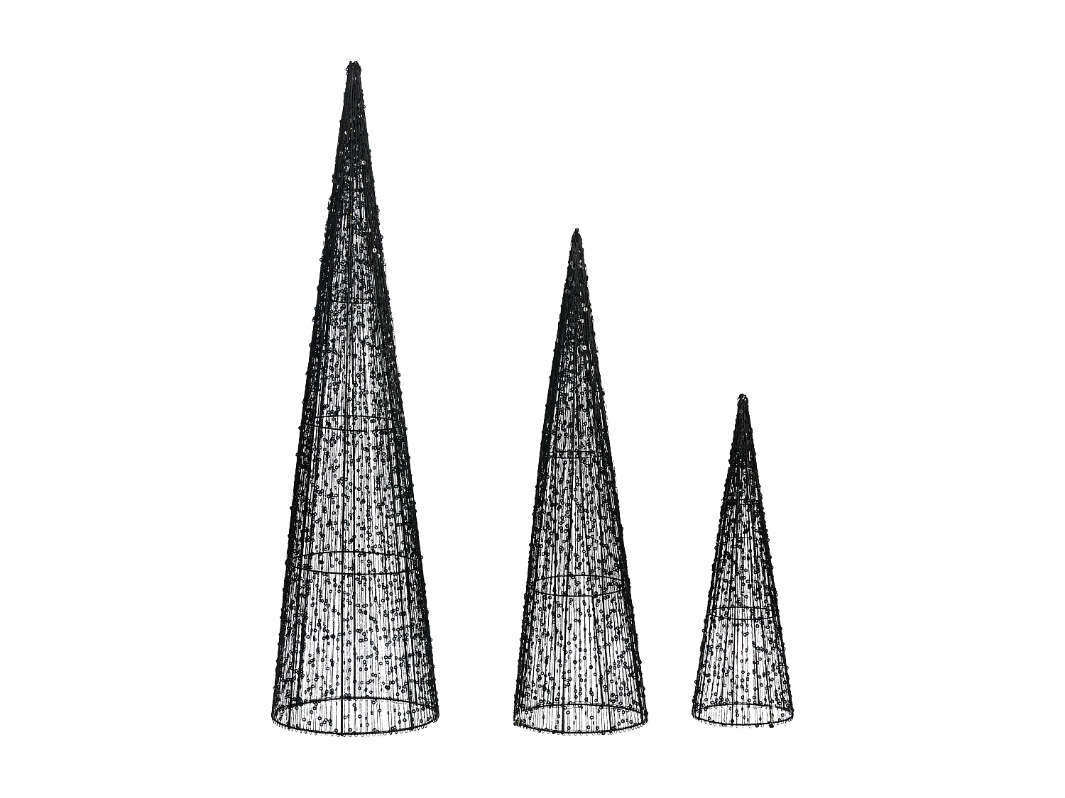 Lot de 3 décorations de Noël LED VEJLESO Arbre de Noël 40/60/80 cm Noir