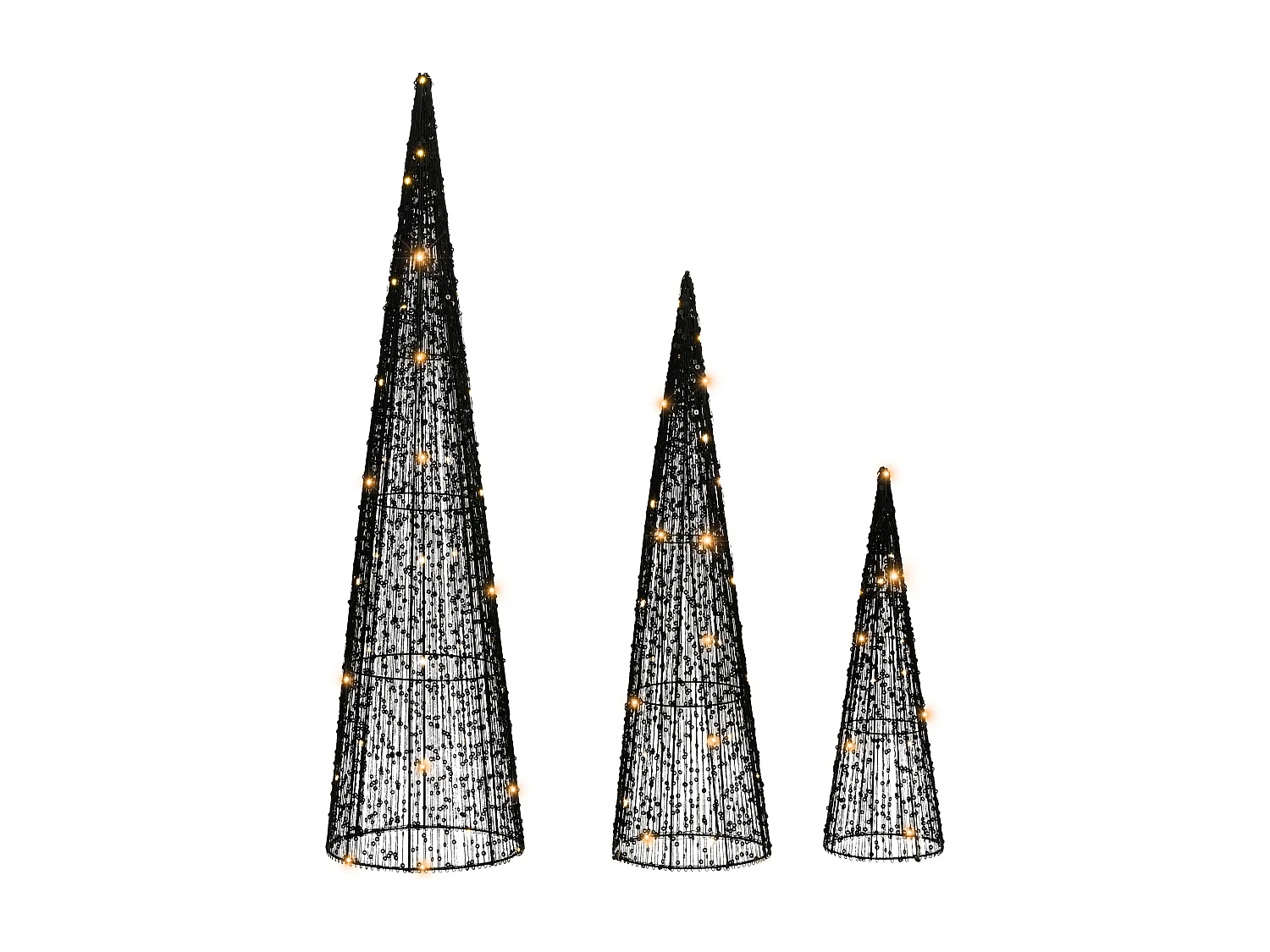Lot de 3 décorations de Noël LED VEJLESO Arbre de Noël 40/60/80 cm Noir