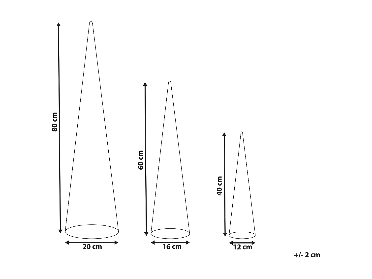 Lot de 3 décorations de Noël LED VEJLESO Arbre de Noël 40/60/80 cm Noir