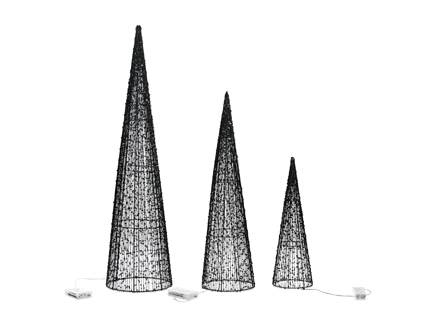 Lot de 3 décorations de Noël LED VEJLESO Arbre de Noël 40/60/80 cm Noir