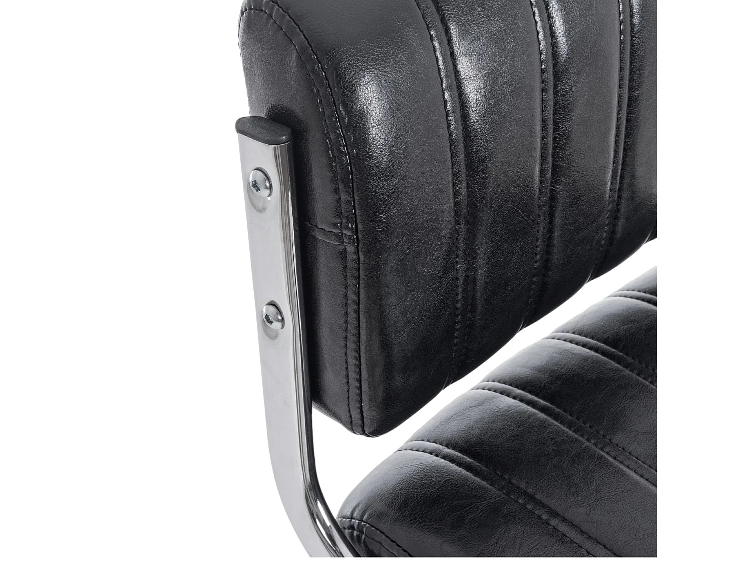 Tabourets de bar réglables chromés et simili noir (lot de 2) - EDDIE