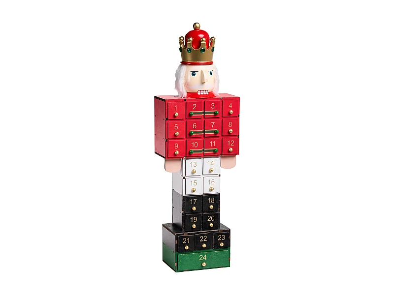 Décoration de Noël FERAGEN Casse-noisette Calendrier de l'Avent 59 cm Multicolore