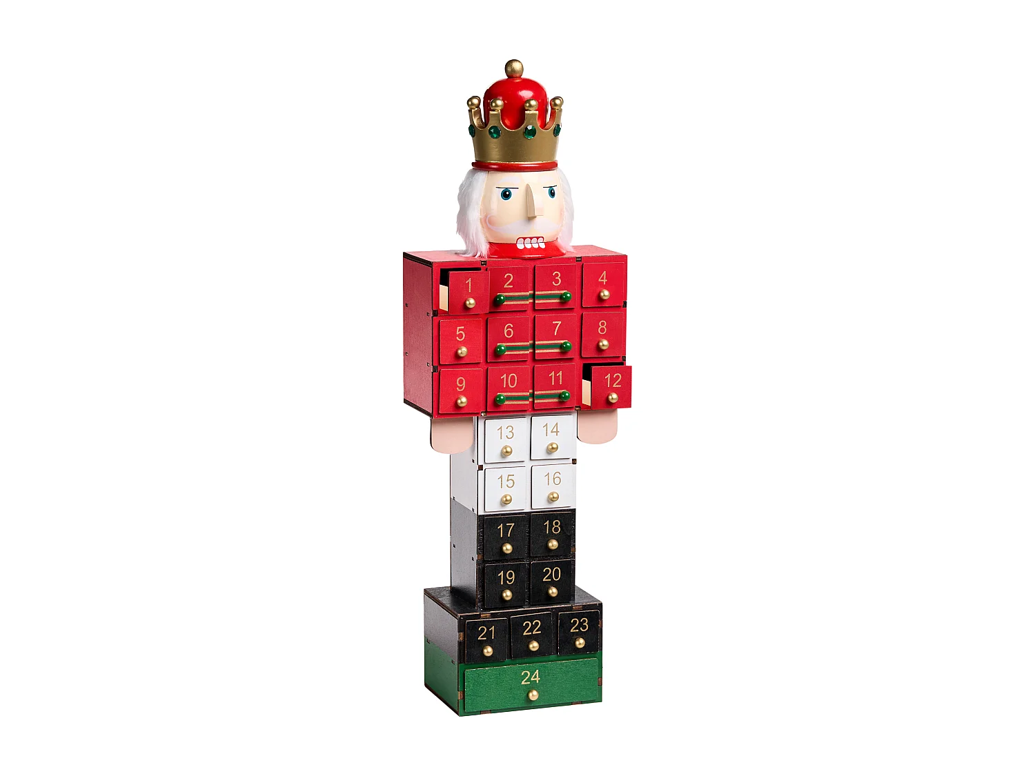 Décoration de Noël FERAGEN Casse-noisette Calendrier de l'Avent 59 cm Multicolore