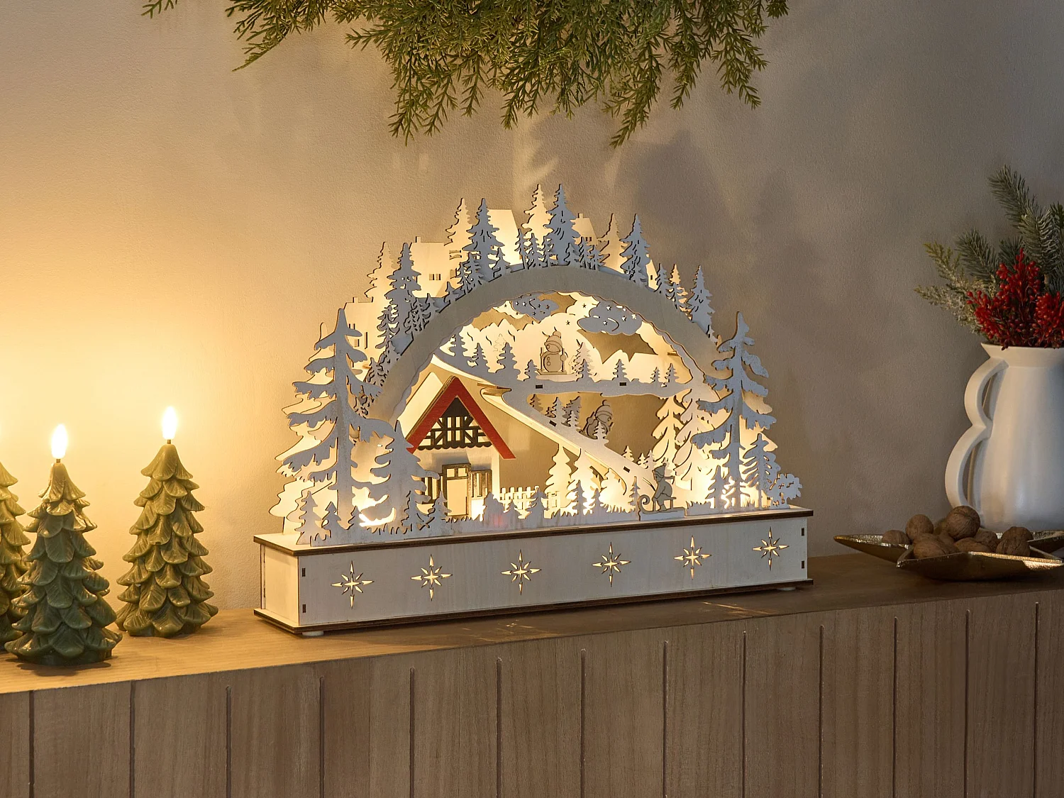 Décoration de Noël LED GOKSJO 33 cm Marron clair