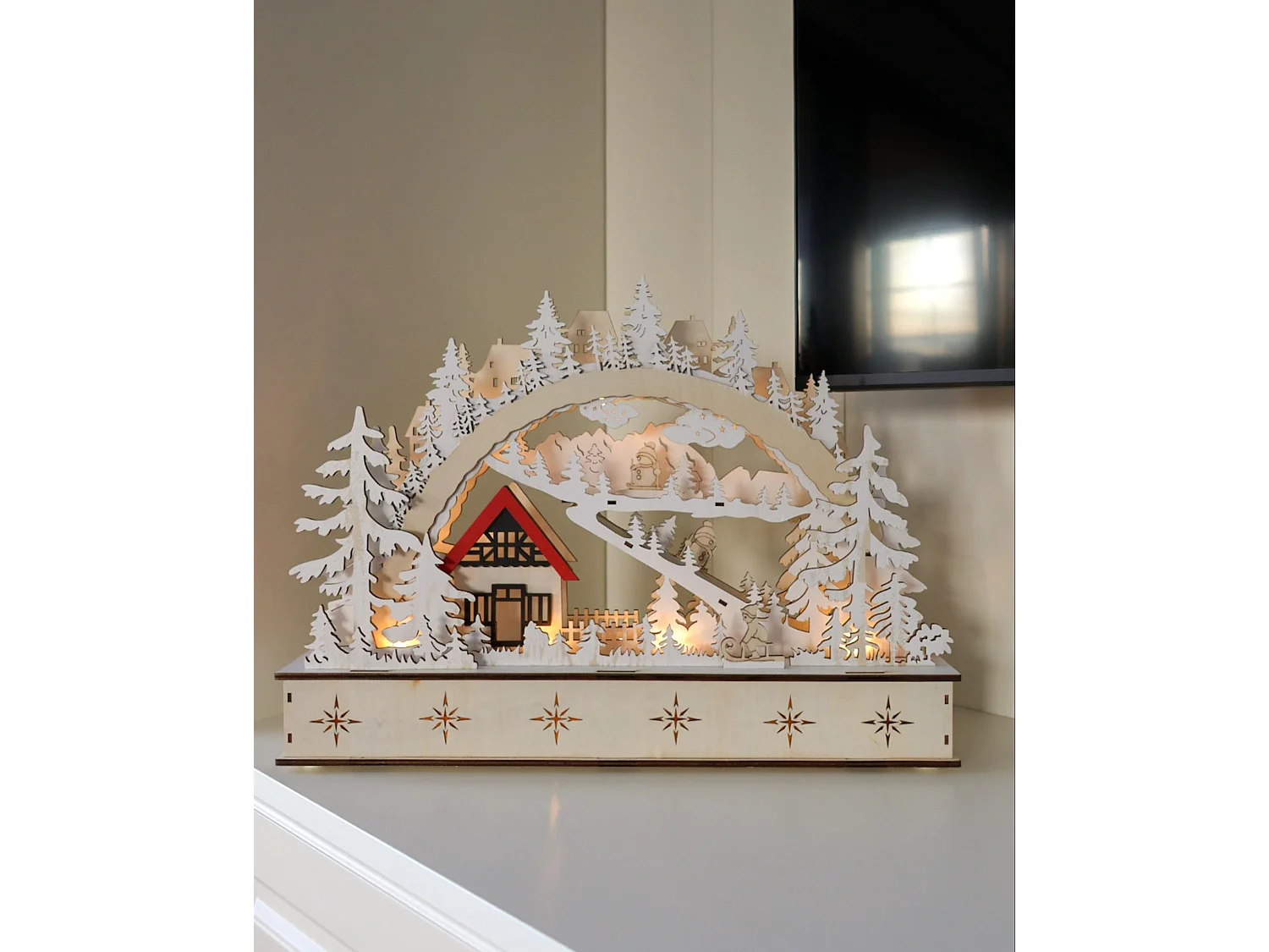 Décoration de Noël LED GOKSJO 33 cm Marron clair