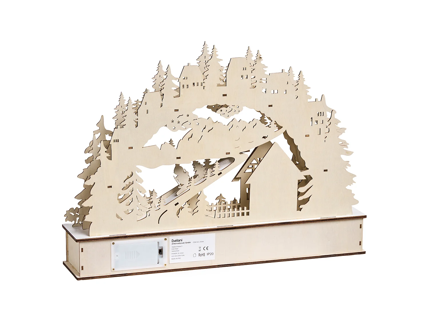 Décoration de Noël LED GOKSJO 33 cm Marron clair