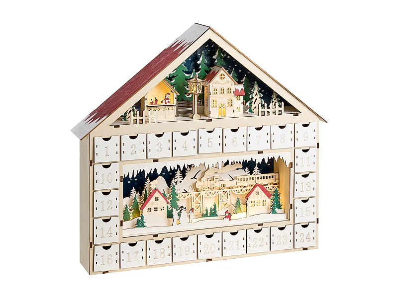 Décoration de Noël LED NISSER Calendrier de l'Avent 44 cm Marron clair