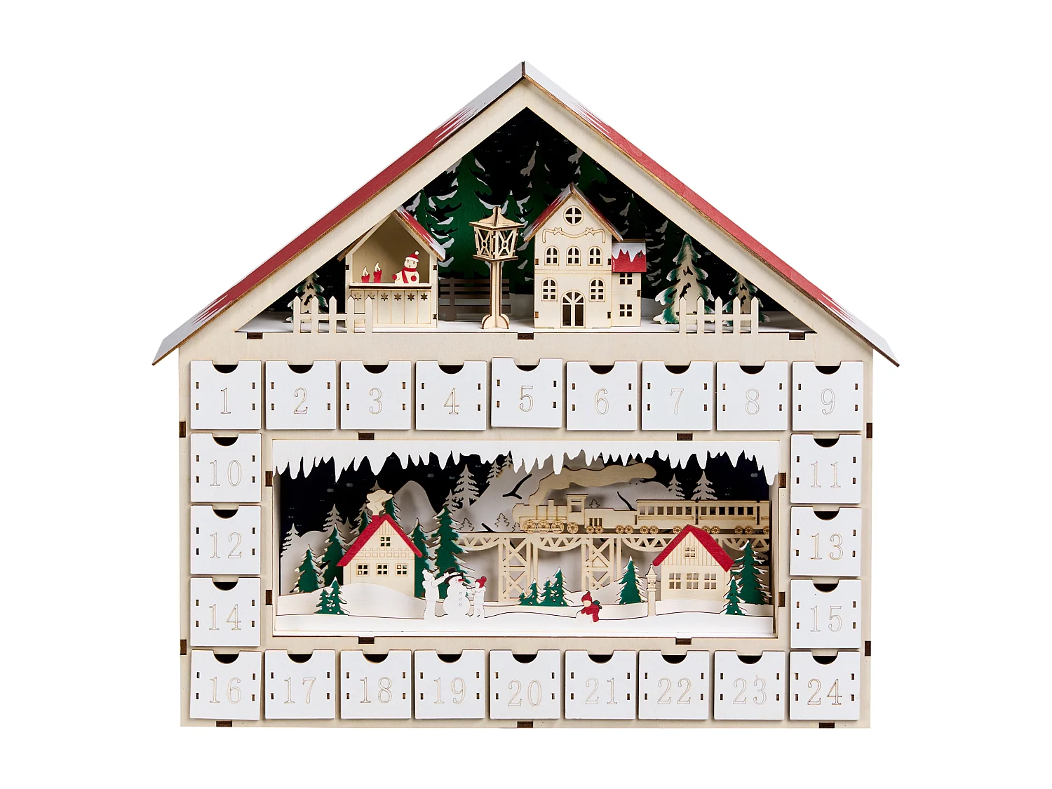 Décoration de Noël LED NISSER Calendrier de l'Avent 44 cm Marron clair