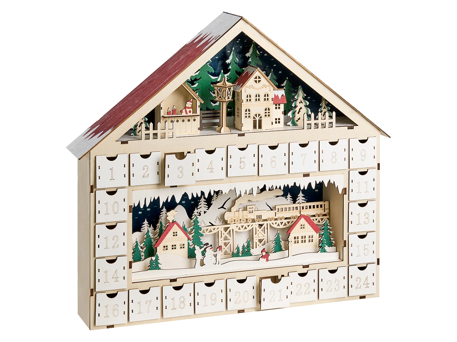 Christmas Decoration LED NISSER Advent Calendar 44 cm Light Brown
