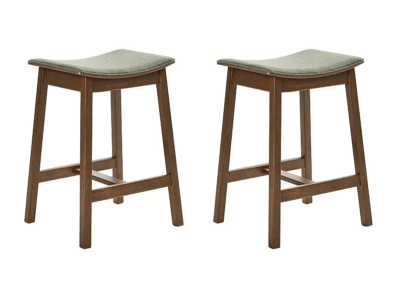 Lot de 2 tabourets de bar DIXON Bois Marron foncé/ Vert