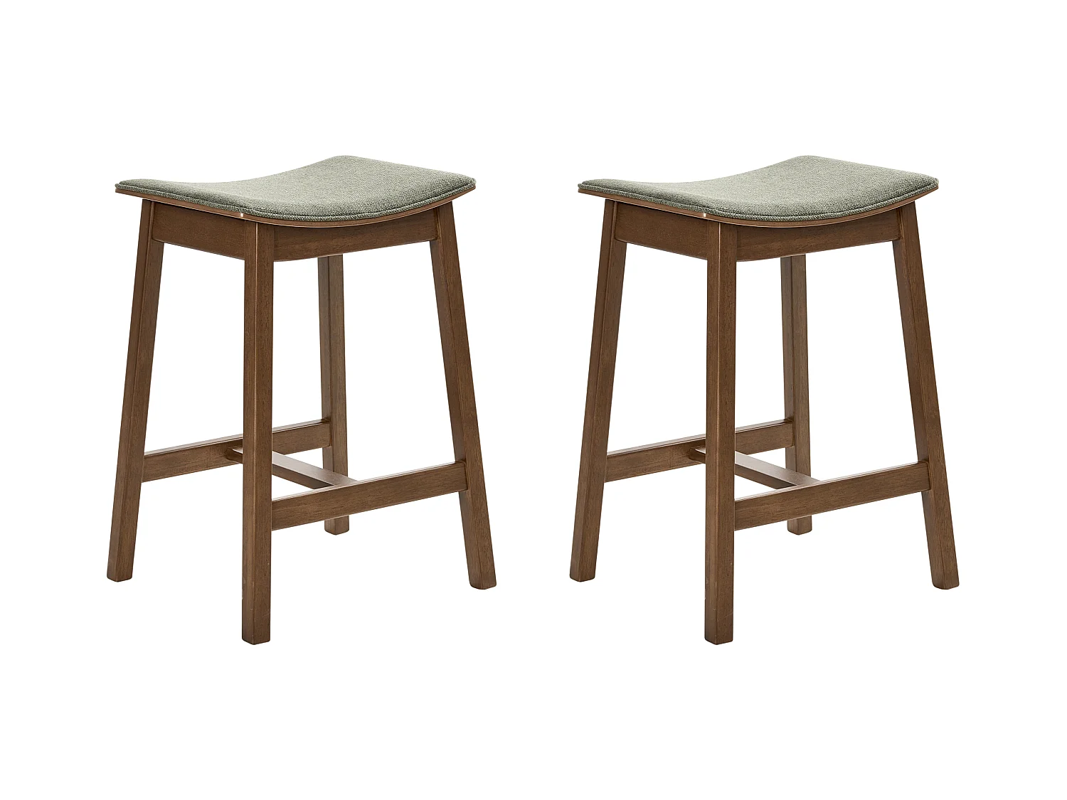Lot de 2 tabourets de bar DIXON Bois Marron foncé/ Vert