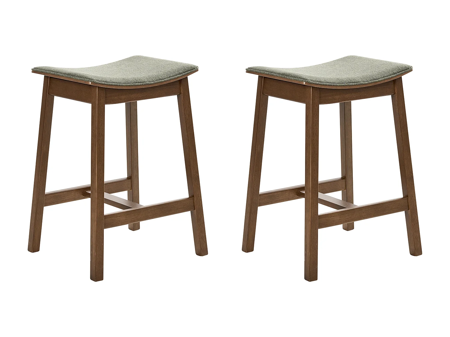 Lot de 2 tabourets de bar DIXON Bois Marron foncé/vert